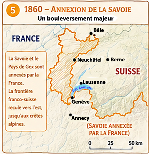 Carte : 1860, annexion de la Savoie