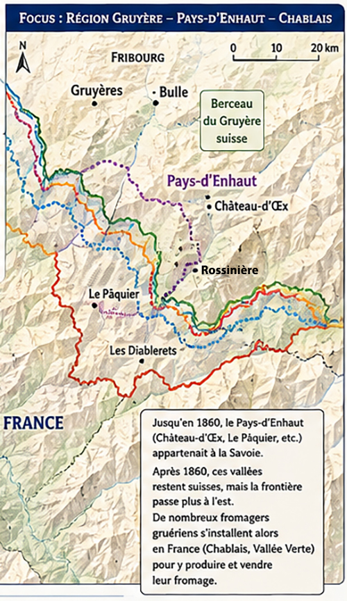 Carte : Focus région Gruyère, Pays-d'Enhaut, Chablais